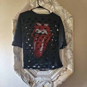 Daydreamer For Free People Rolling Stones Distressed T Shirt